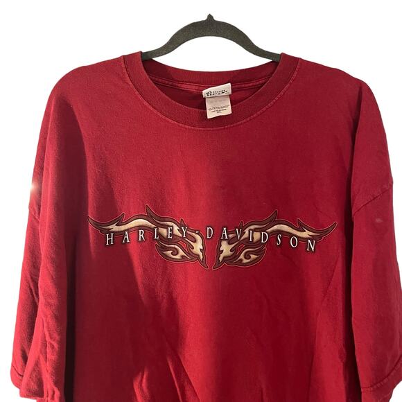 Littleton Harley Davidson Mens  2XL Graphic T-Shirt Maroon Biker Motorcycle NH - Picture 2 of 10